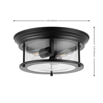 Lauren 13.25" Metal/Glass LED Flush Mount - JONATHAN Y